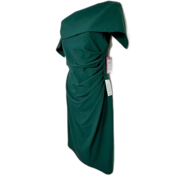 VINCE CAMUTO GREEN OFF THE SHOULDER BODY CON RUCHED DRESS SIZE 6 NWT $148 - Picture 5 of 16